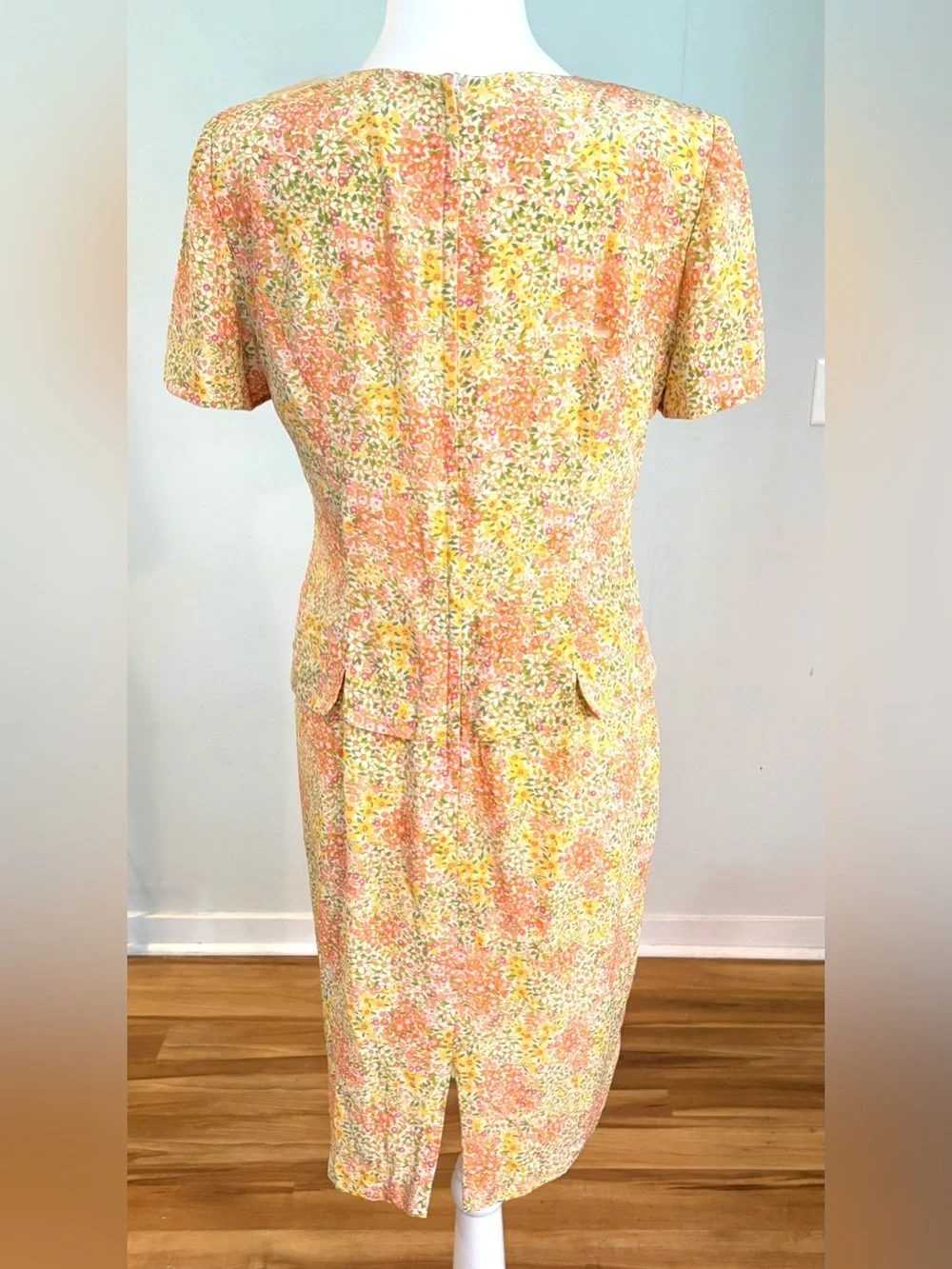 Vintage 90’s Maggie London Floral Silk Midi Dress, Size 8 Petite - Picture 3 of 6